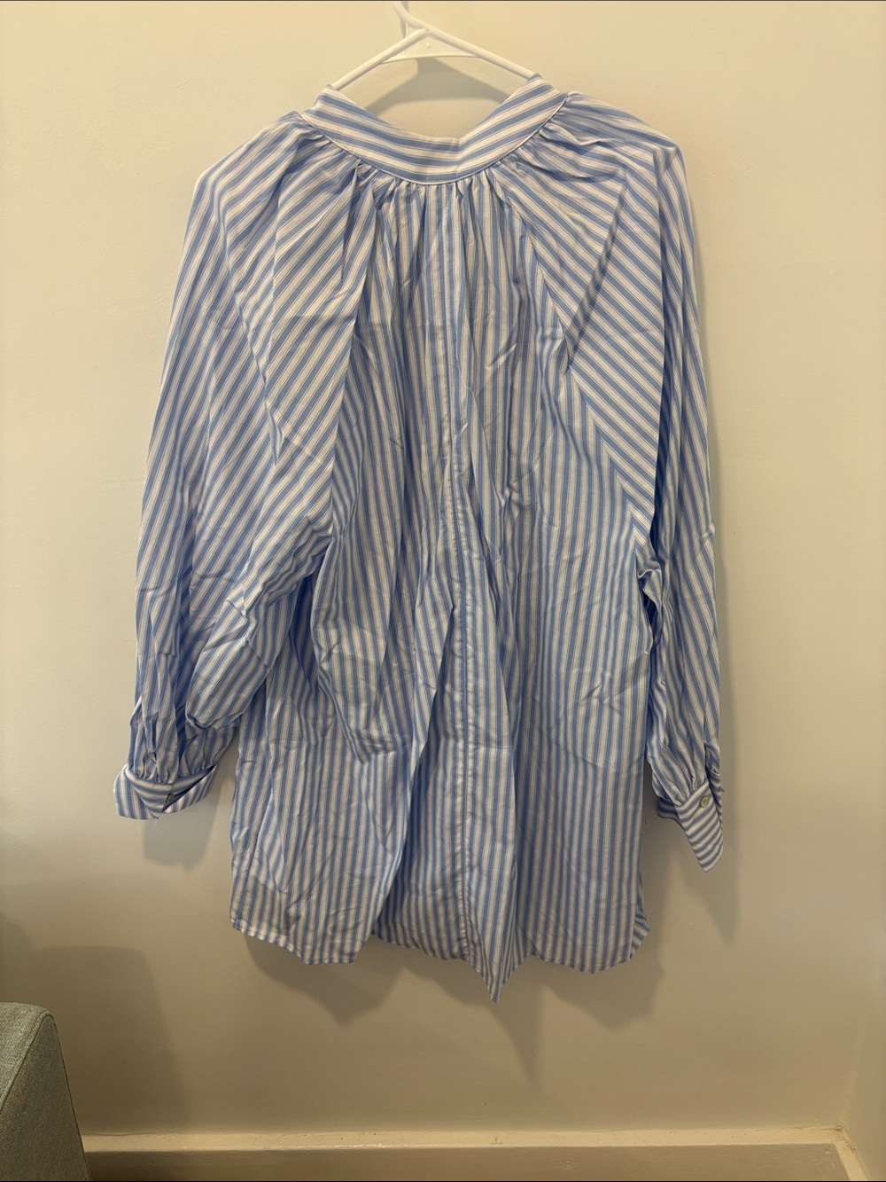 Light Blue Stripe Shirt Dress - Picture 2 of 4